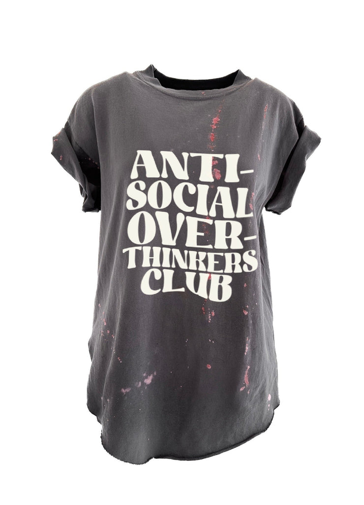 pebby forevee Side Slit Tee ANTISOCIAL OVERTHINKERS CLUB BLEACHED OUT SIDE SLIT TEE