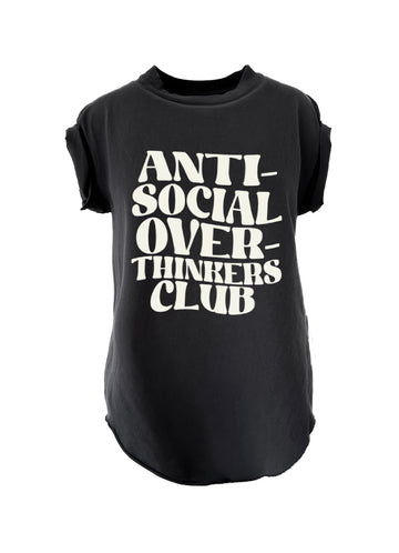 pebby forevee Side Slit Tee ANTISOCIAL OVERTHINKERS CLUB SIDE SLIT TEE