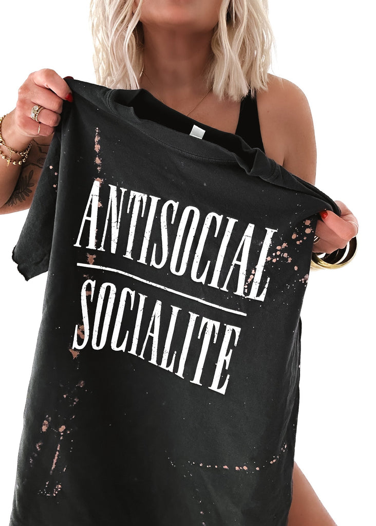 pebby forevee Side Slit Tee ANTISOCIAL SOCIALITE BLEACHED OUT SIDE SLIT TEE