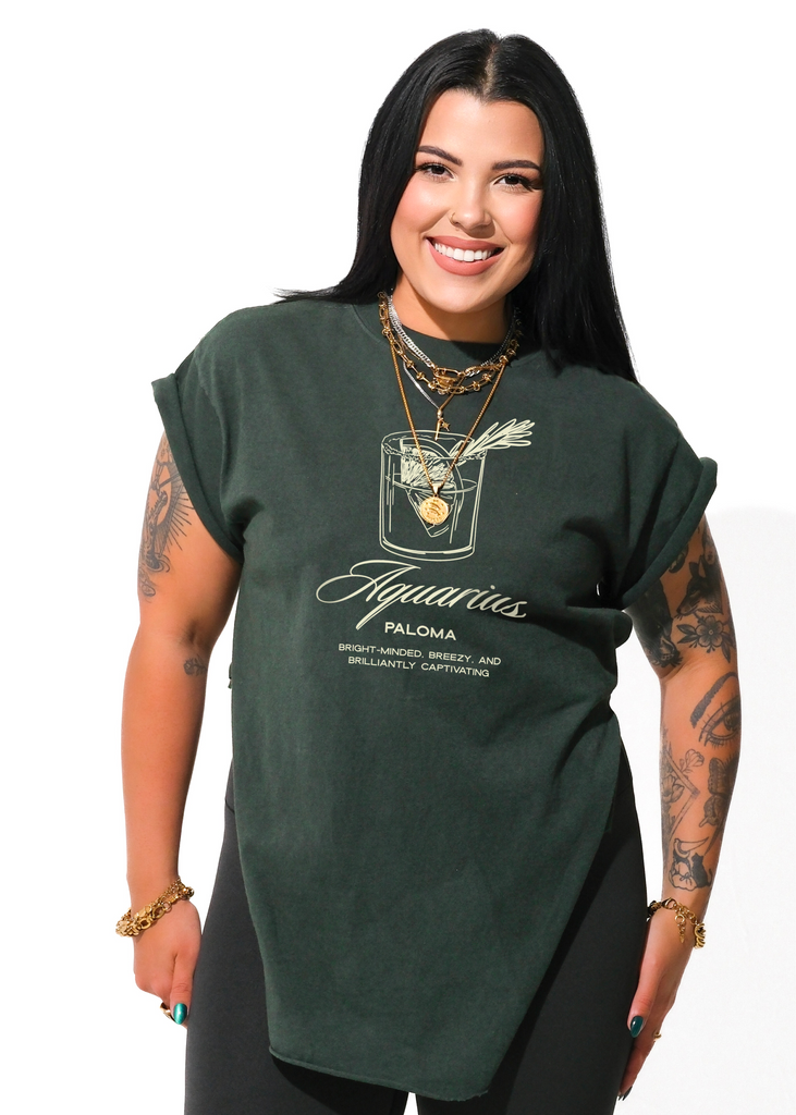 pebby forevee Side Slit Tee AQUARIUS COCKTAIL SIDE SLIT TEE