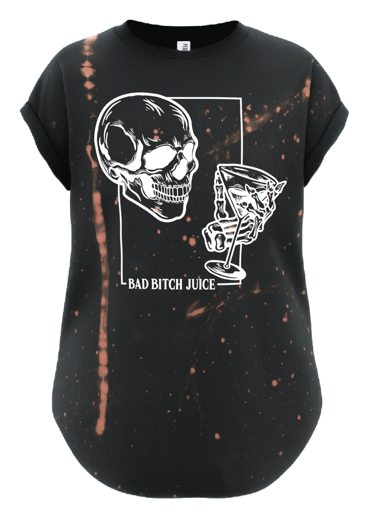 pebby forevee Side Slit Tee BAD BITCH JUICE BLEACHED OUT SIDE SLIT TEE