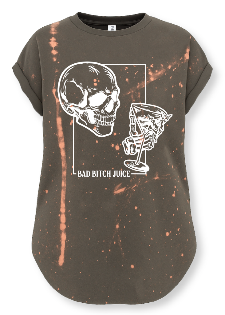 pebby forevee Side Slit Tee BAD BITCH JUICE BLEACHED OUT SIDE SLIT TEE