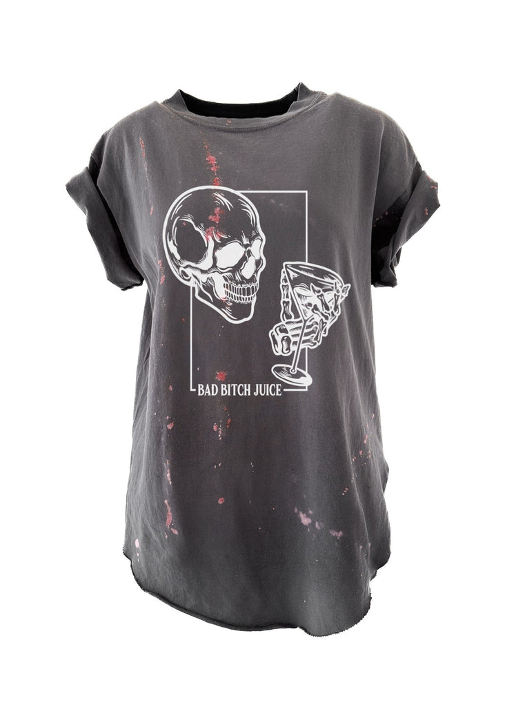 pebby forevee Side Slit Tee BAD BITCH JUICE BLEACHED OUT SIDE SLIT TEE