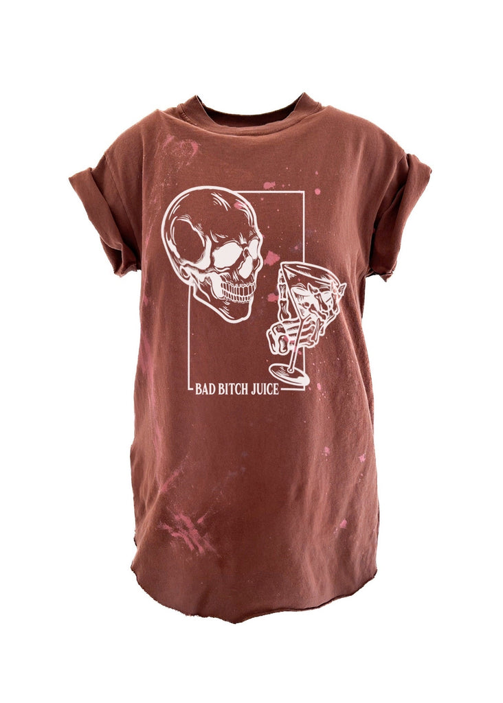 pebby forevee Side Slit Tee BAD BITCH JUICE BLEACHED OUT SIDE SLIT TEE