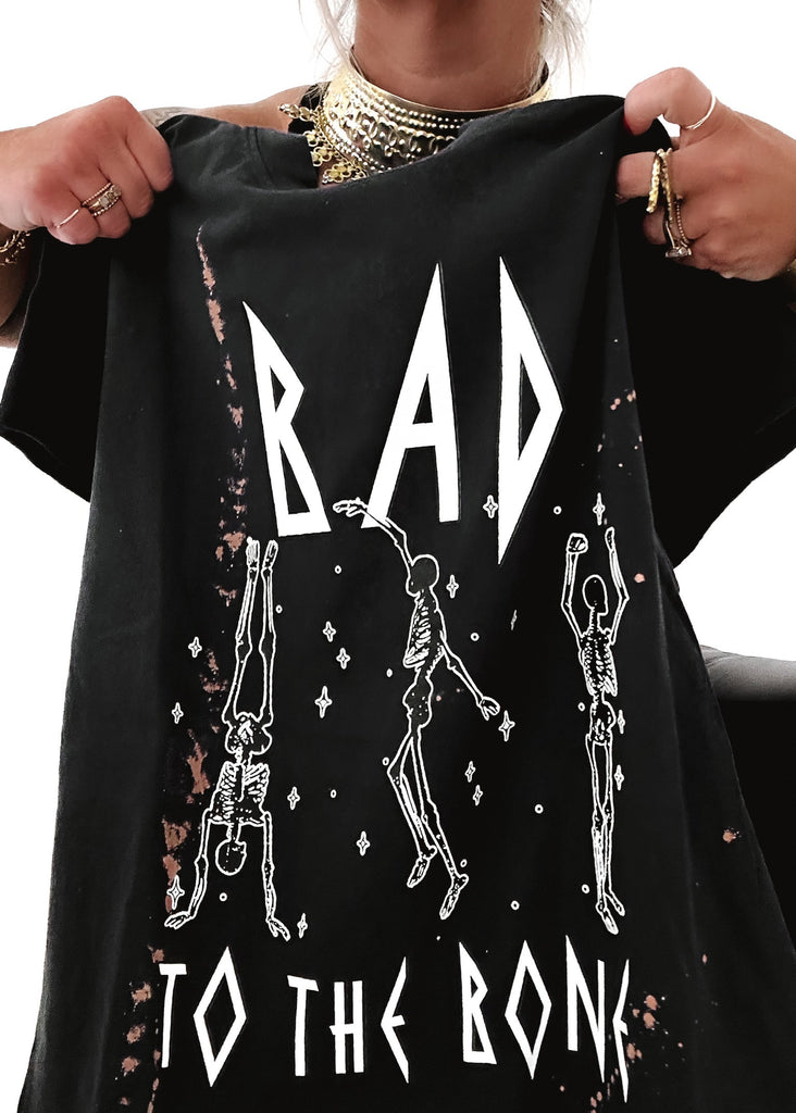 pebby forevee Side Slit Tee BAD TO THE BONE BLEACHED OUT SIDE SLIT TEE