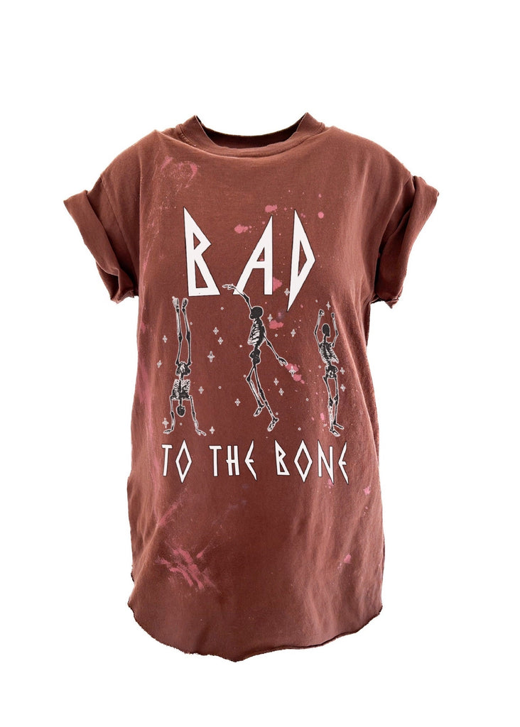 pebby forevee Side Slit Tee BAD TO THE BONE BLEACHED OUT SIDE SLIT TEE