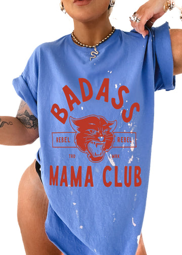 pebby forevee Side Slit Tee BADASS MAMA CLUB BLEACHED OUT SIDE SLIT TEE
