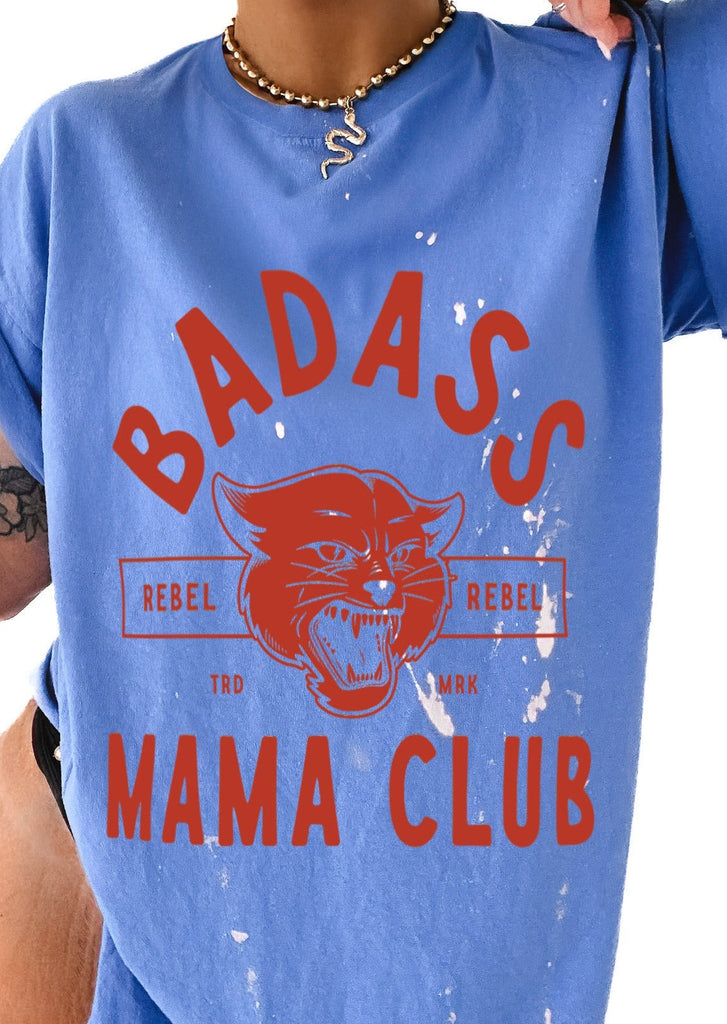 pebby forevee Side Slit Tee BADASS MAMA CLUB BLEACHED OUT SIDE SLIT TEE