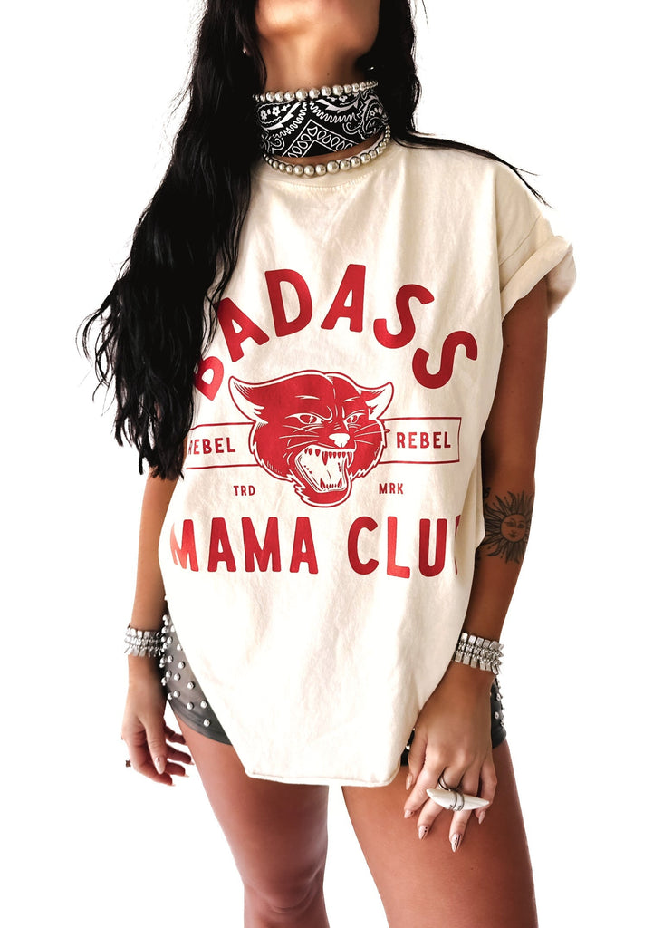 pebby forevee Side Slit Tee BADASS MAMA CLUB SIDE SLIT TEE