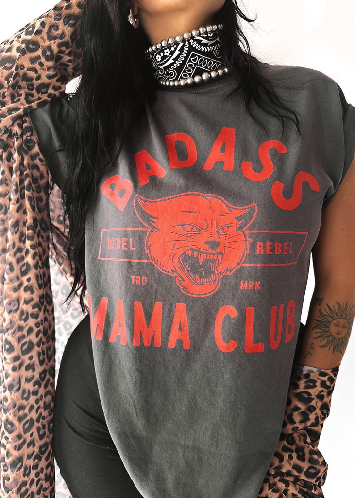 pebby forevee Side Slit Tee BADASS MAMA CLUB SIDE SLIT TEE