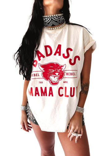 pebby forevee Side Slit Tee BADASS MAMA CLUB SIDE SLIT TEE