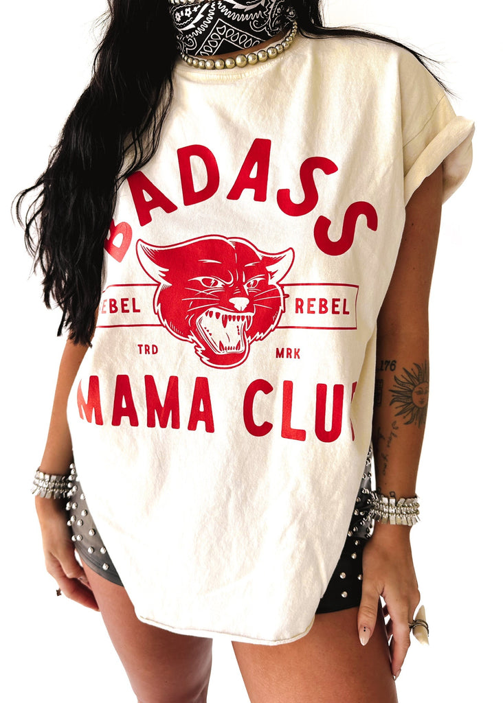 pebby forevee Side Slit Tee BADASS MAMA CLUB SIDE SLIT TEE