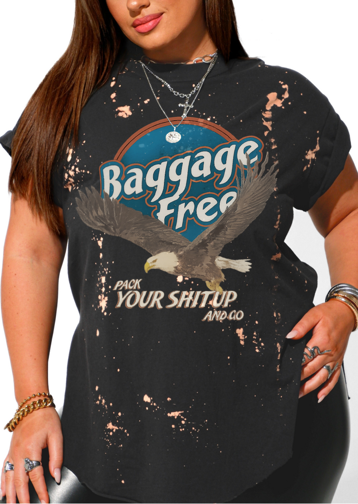 pebby forevee Side Slit Tee BAGGAGE FREE BLEACHED OUT SIDE SLIT TEE