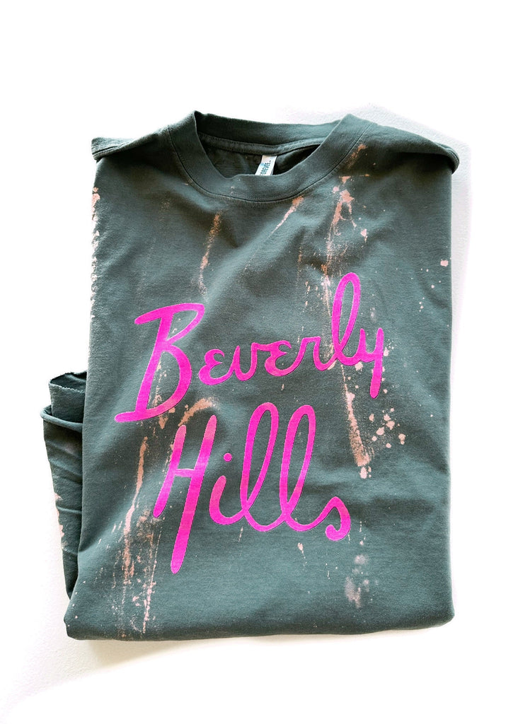 pebby forevee Side Slit Tee BEVERLY HILLS BLEACHED OUT SIDE SLIT TEE