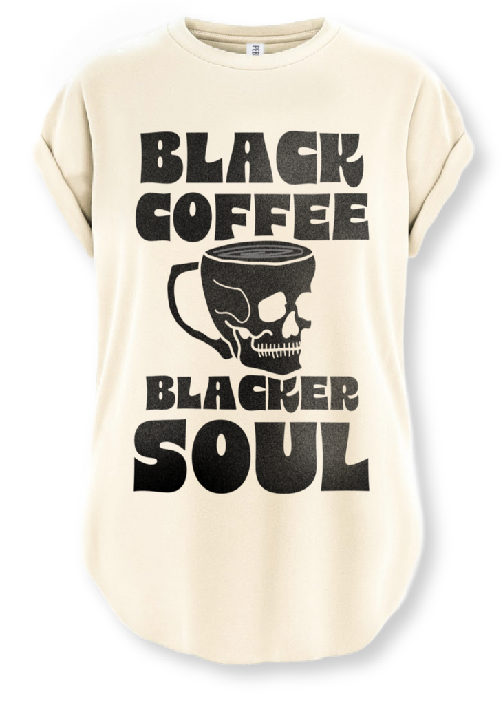 pebby forevee Side Slit Tee BLACK COFFEE BLACKER SOUL SIDE SLIT TEE