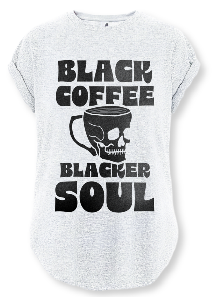 pebby forevee Side Slit Tee BLACK COFFEE BLACKER SOUL SIDE SLIT TEE