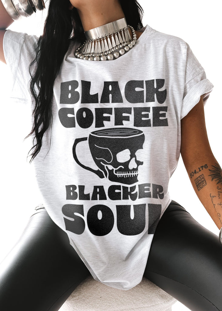 pebby forevee Side Slit Tee BLACK COFFEE BLACKER SOUL SIDE SLIT TEE