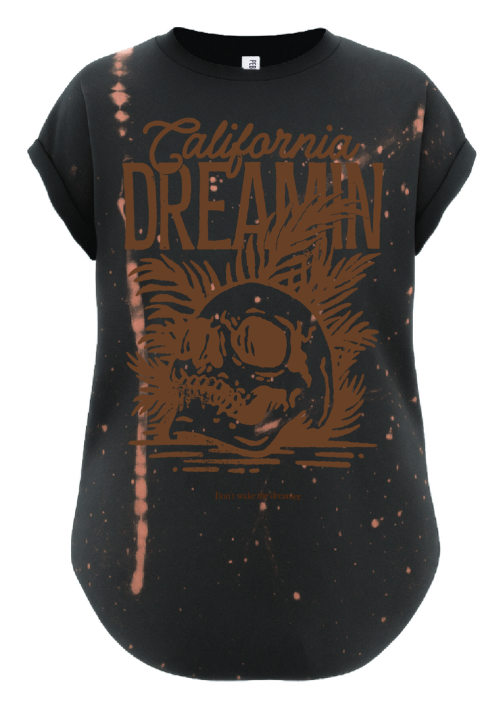 pebby forevee Side Slit Tee CALIFORNIA DREAMIN BLEACHED OUT SIDE SLIT TEE