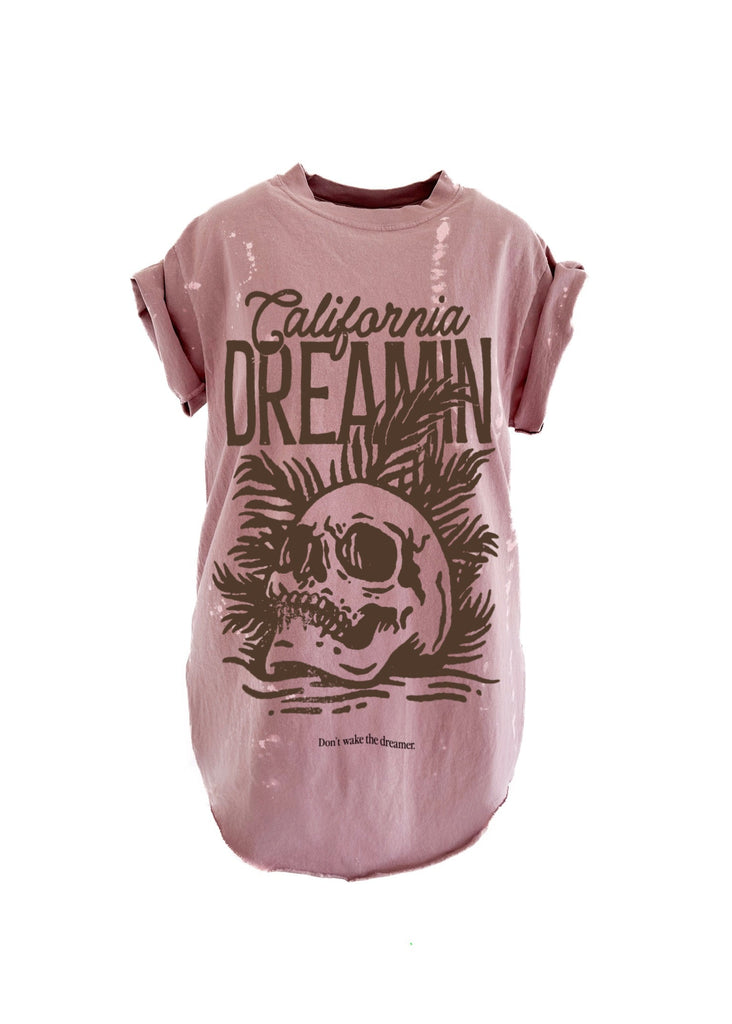 Pebby Forevee Side Slit Tee CALIFORNIA DREAMIN BLEACHED OUT SIDE SLIT TEE