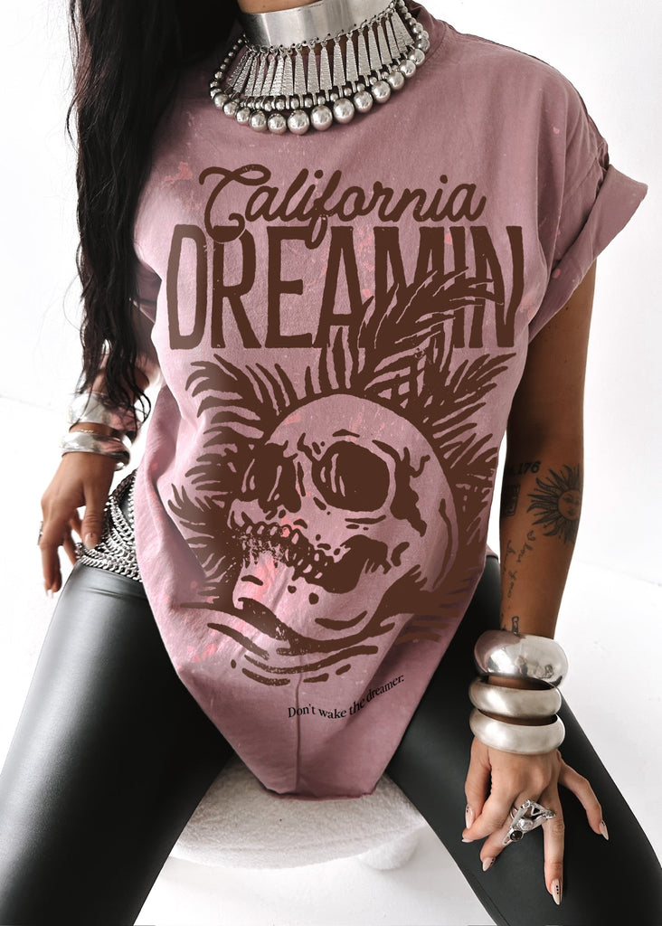 Pebby Forevee Side Slit Tee CALIFORNIA DREAMIN BLEACHED OUT SIDE SLIT TEE
