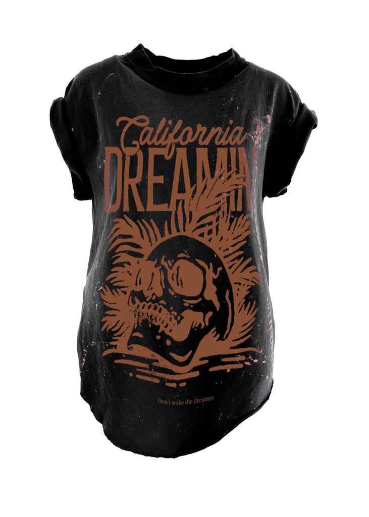 pebby forevee Side Slit Tee CALIFORNIA DREAMIN BLEACHED OUT SIDE SLIT TEE