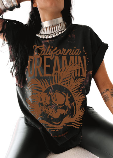 pebby forevee Side Slit Tee CALIFORNIA DREAMIN BLEACHED OUT SIDE SLIT TEE