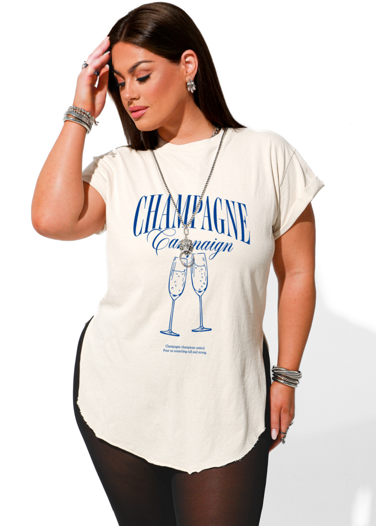 pebby forevee Side Slit Tee CHAMPAGNE CAMPAIGN SIDE SLIT TEE