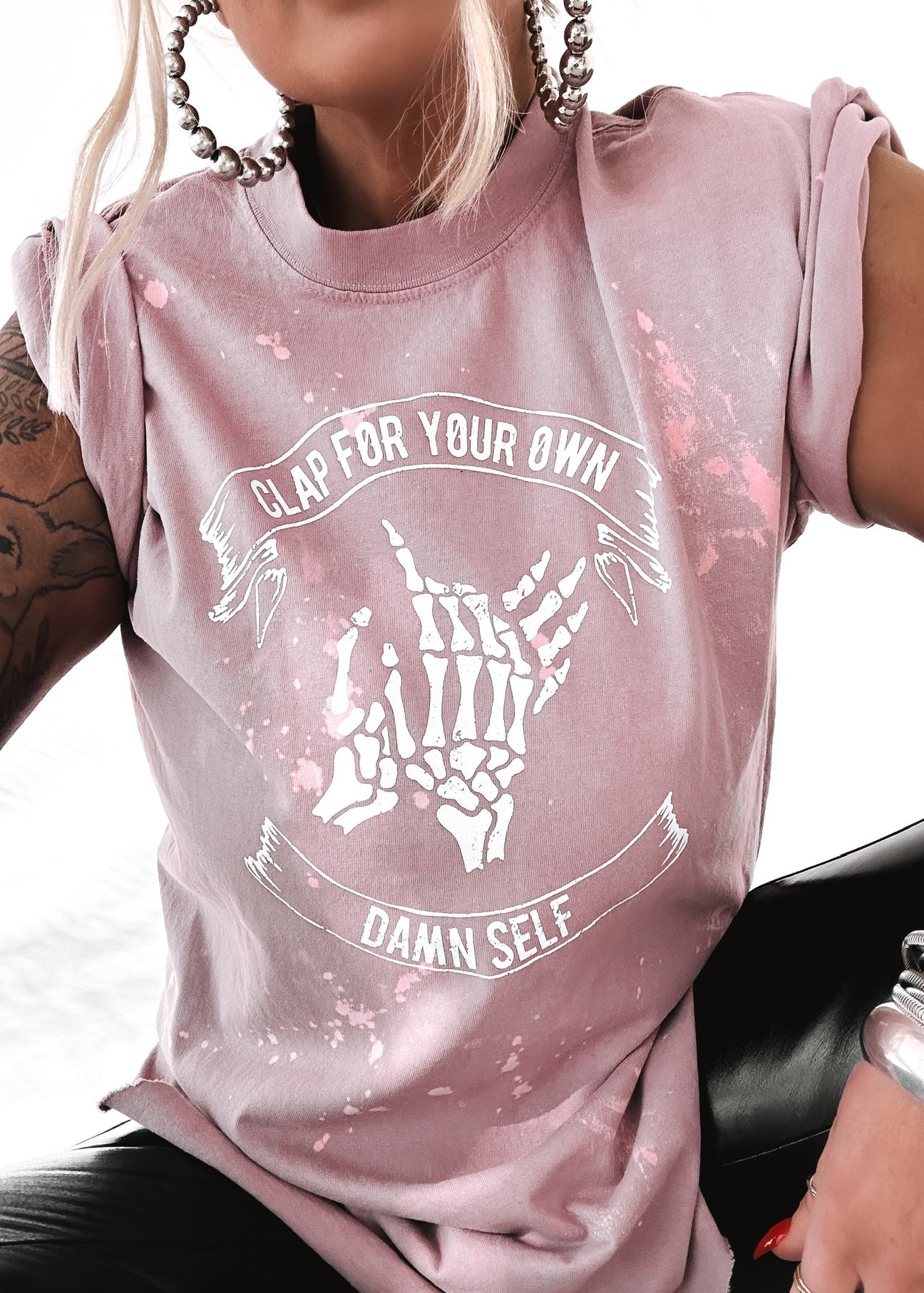 pebby forevee Side Slit Tee CLAP FOR YOUR OWN DAMN SELF BLEACHED OUT SIDE SLIT TEE