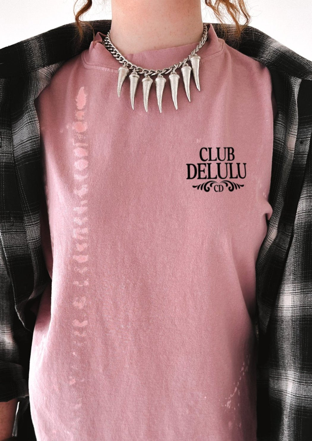 CLUB DELULU (BLACK) BLEACHED OUT SIDE SLIT TEE – Pebby Forevee