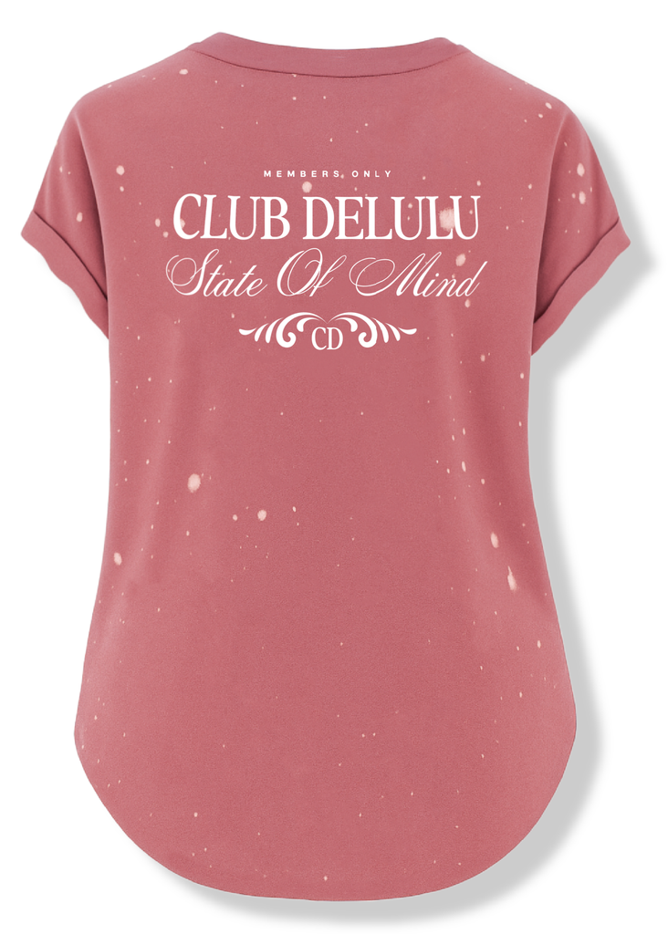 pebby forevee Side Slit Tee CLUB DELULU (WHITE) BLEACHED OUT SIDE SLIT TEE