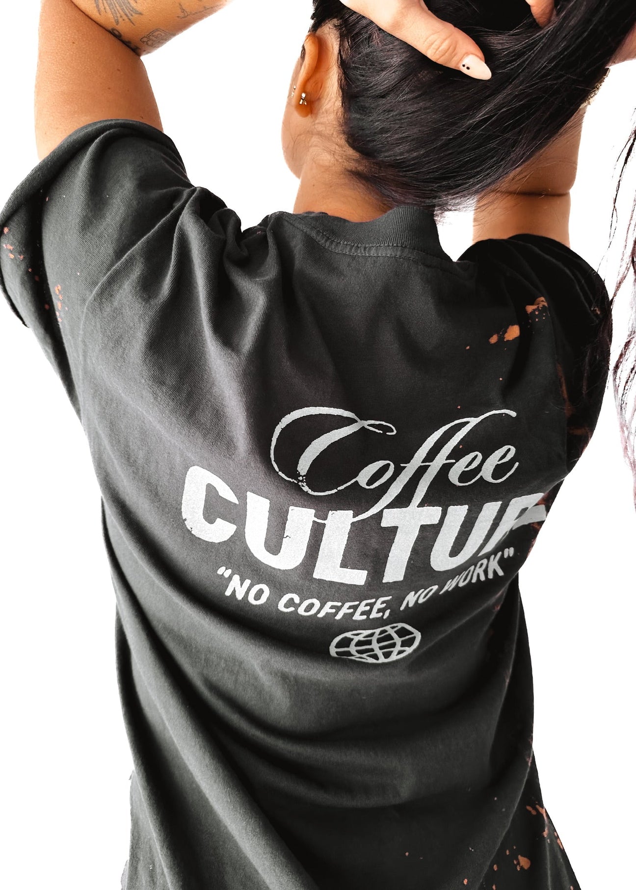 pebby forevee Side Slit Tee COFFEE CULTURE BLEACHED OUT SIDE SLIT TEE
