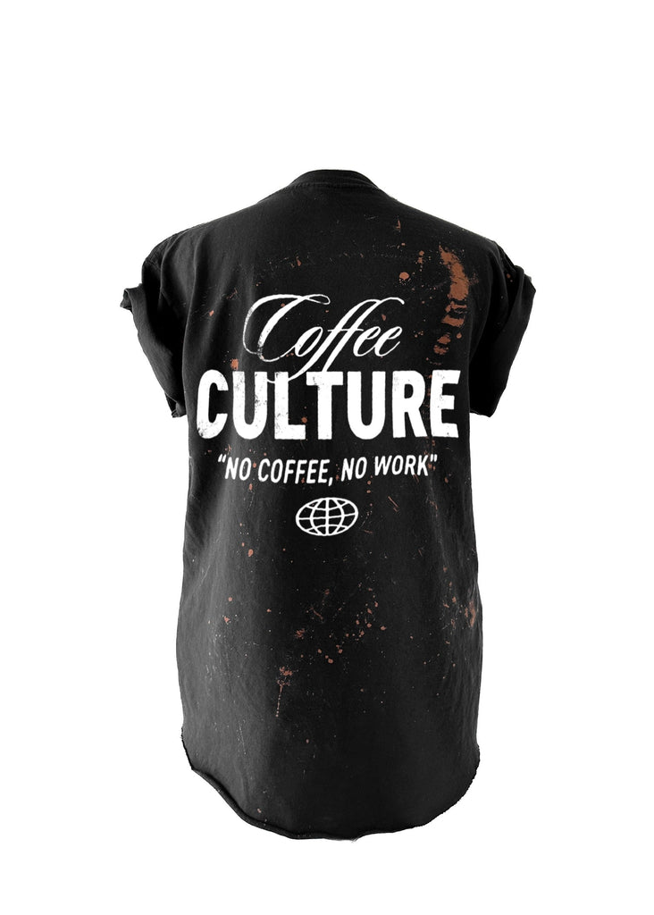 pebby forevee Side Slit Tee COFFEE CULTURE BLEACHED OUT SIDE SLIT TEE