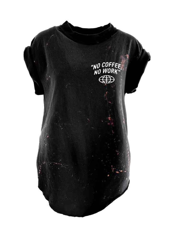 pebby forevee Side Slit Tee COFFEE CULTURE BLEACHED OUT SIDE SLIT TEE