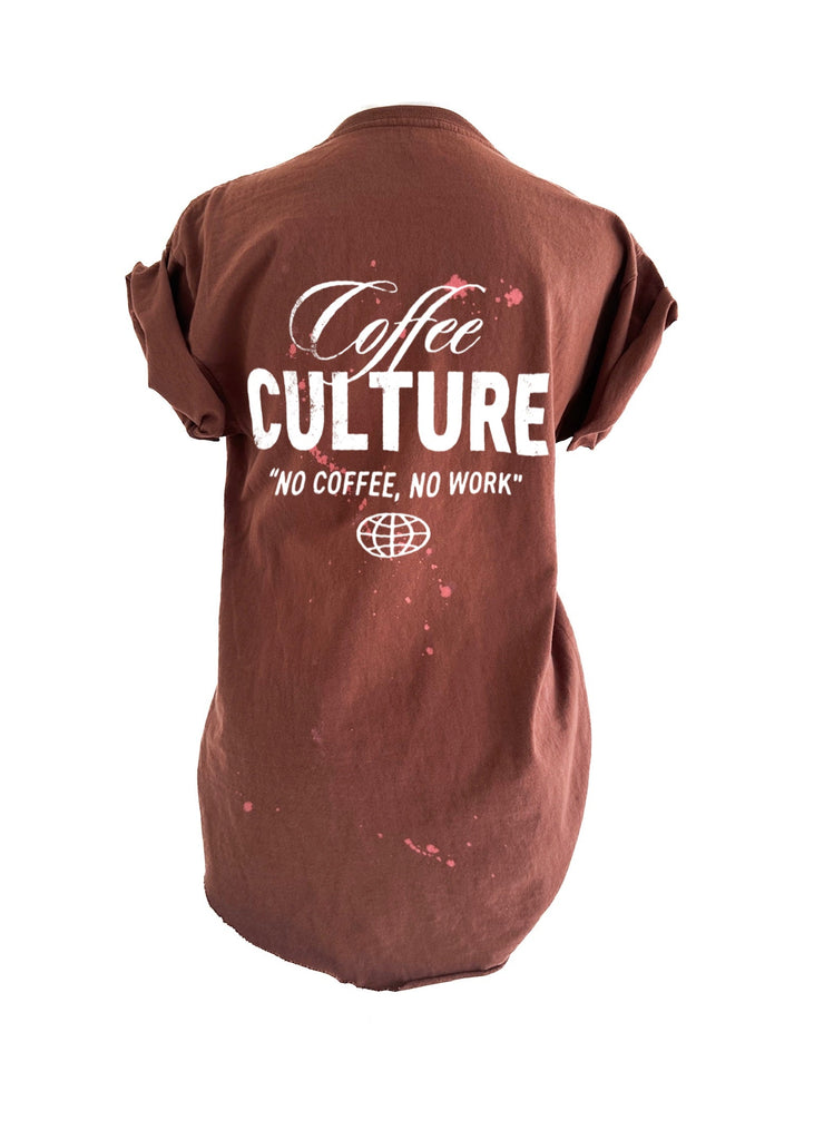 pebby forevee Side Slit Tee COFFEE CULTURE BLEACHED OUT SIDE SLIT TEE