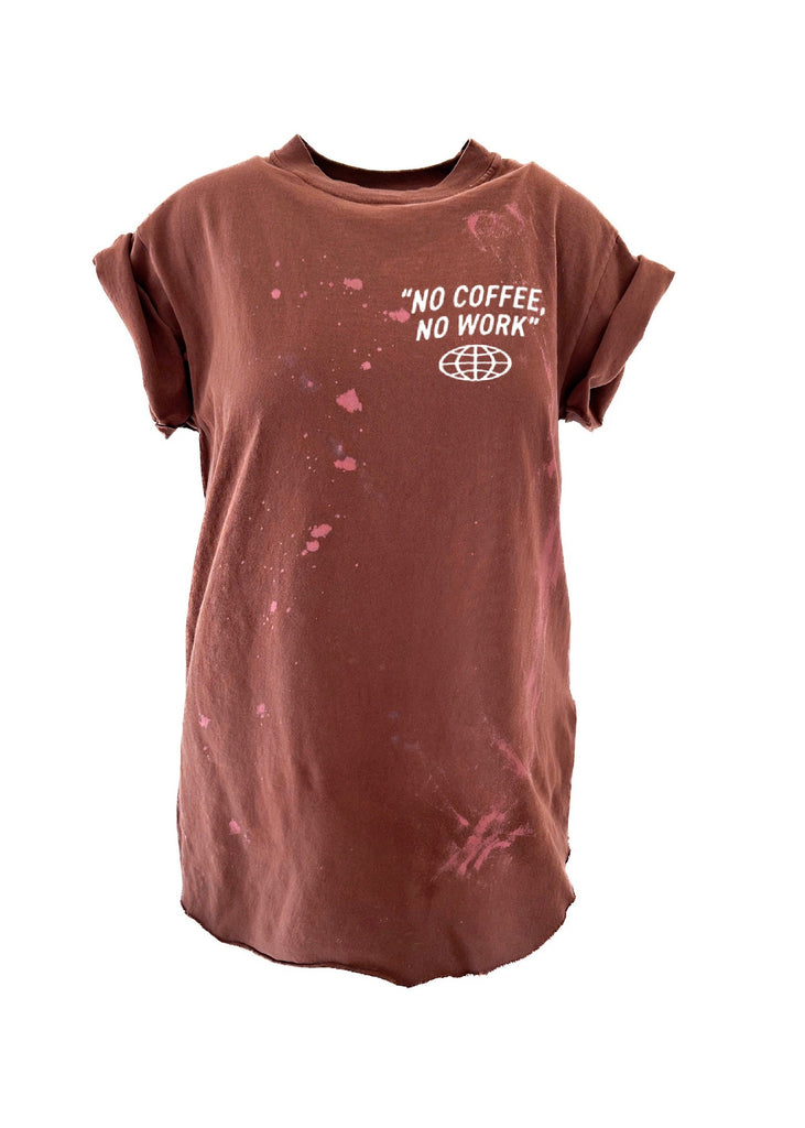 pebby forevee Side Slit Tee COFFEE CULTURE BLEACHED OUT SIDE SLIT TEE