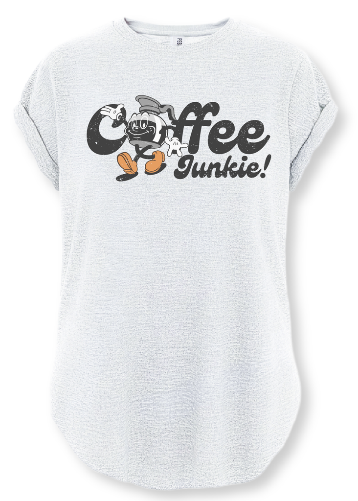pebby forevee Side Slit Tee COFFEE JUNKIE SIDE SLIT TEE