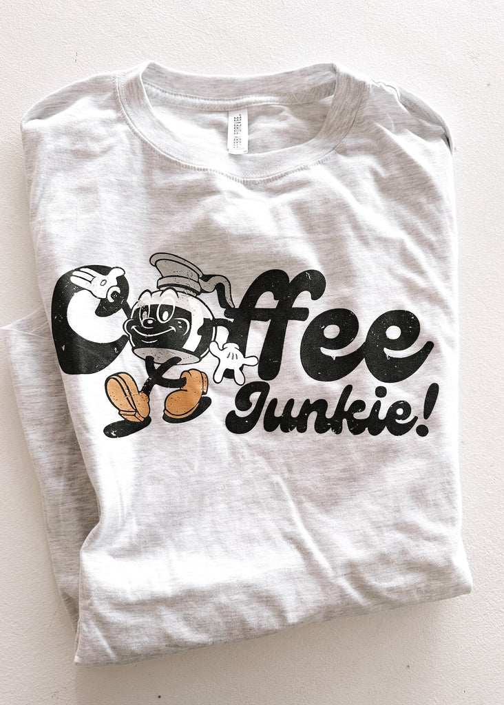 pebby forevee Side Slit Tee COFFEE JUNKIE SIDE SLIT TEE