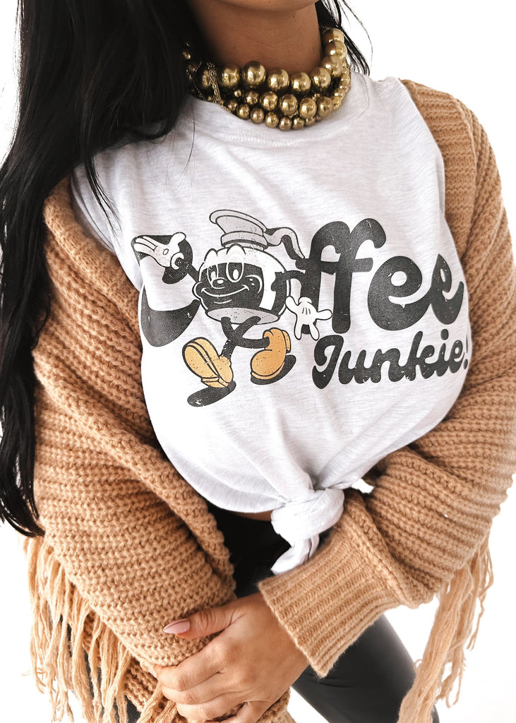 pebby forevee Side Slit Tee COFFEE JUNKIE SIDE SLIT TEE