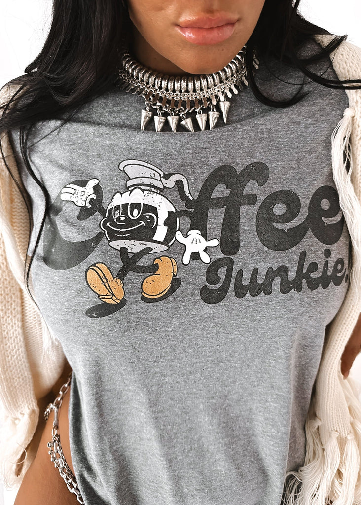 pebby forevee Side Slit Tee COFFEE JUNKIE SIDE SLIT TEE
