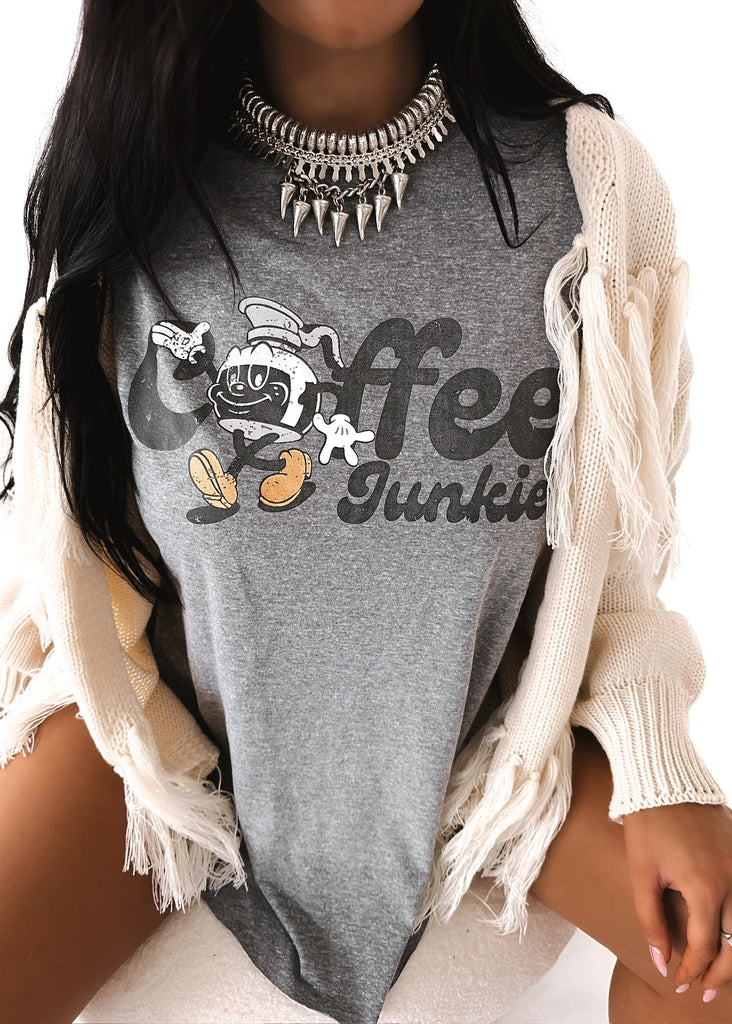 pebby forevee Side Slit Tee COFFEE JUNKIE SIDE SLIT TEE