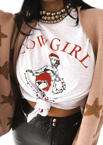 pebby forevee Side Slit Tee COWGIRL CHRISTMAS SIDE SLIT TEE