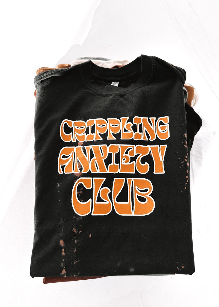 pebby forevee Side Slit Tee CRIPPLING ANXIETY CLUB BLEACHED OUT SIDE SLIT TEE