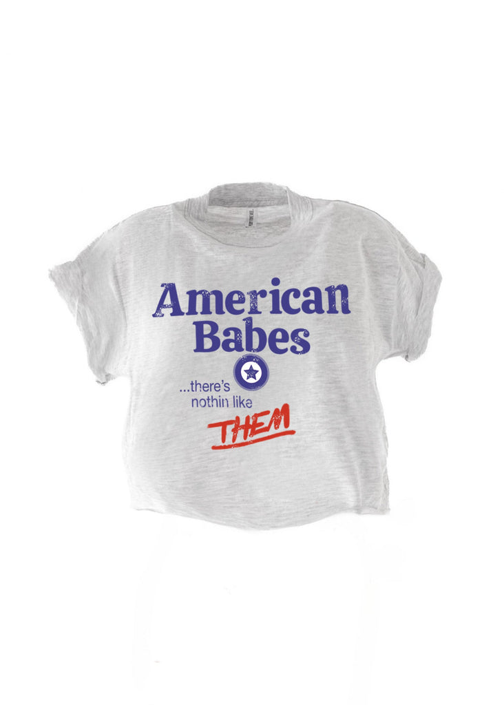 pebby forevee Side Slit Tee CROPPED 90's AMERICAN BABES GRAPHIC TEE