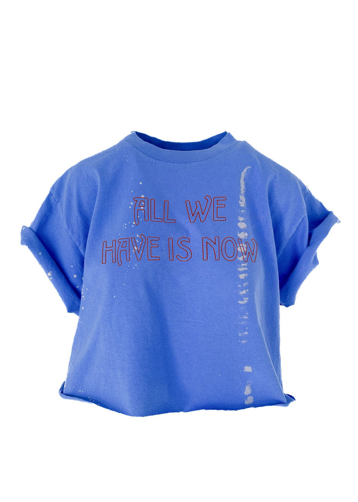 pebby forevee Side Slit Tee CROPPED ALL WE HAVE IS NOW BLEACHED OUT GRAPHIC TEE