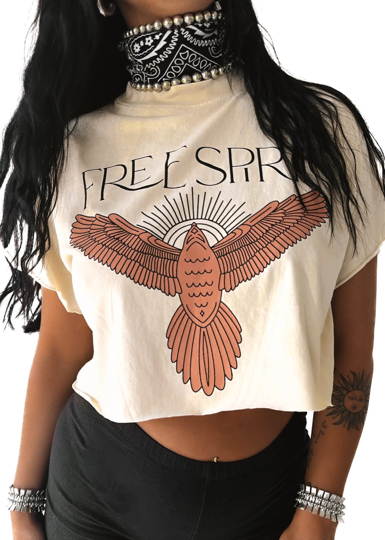pebby forevee Side Slit Tee CROPPED BOHEMIAN SPIRIT GRAPHIC TEE