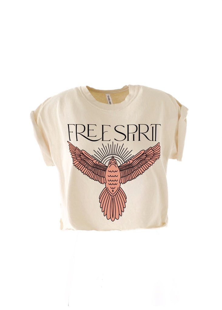 pebby forevee Side Slit Tee CROPPED BOHEMIAN SPIRIT GRAPHIC TEE