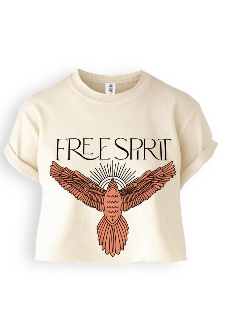 pebby forevee Side Slit Tee CROPPED BOHEMIAN SPIRIT GRAPHIC TEE