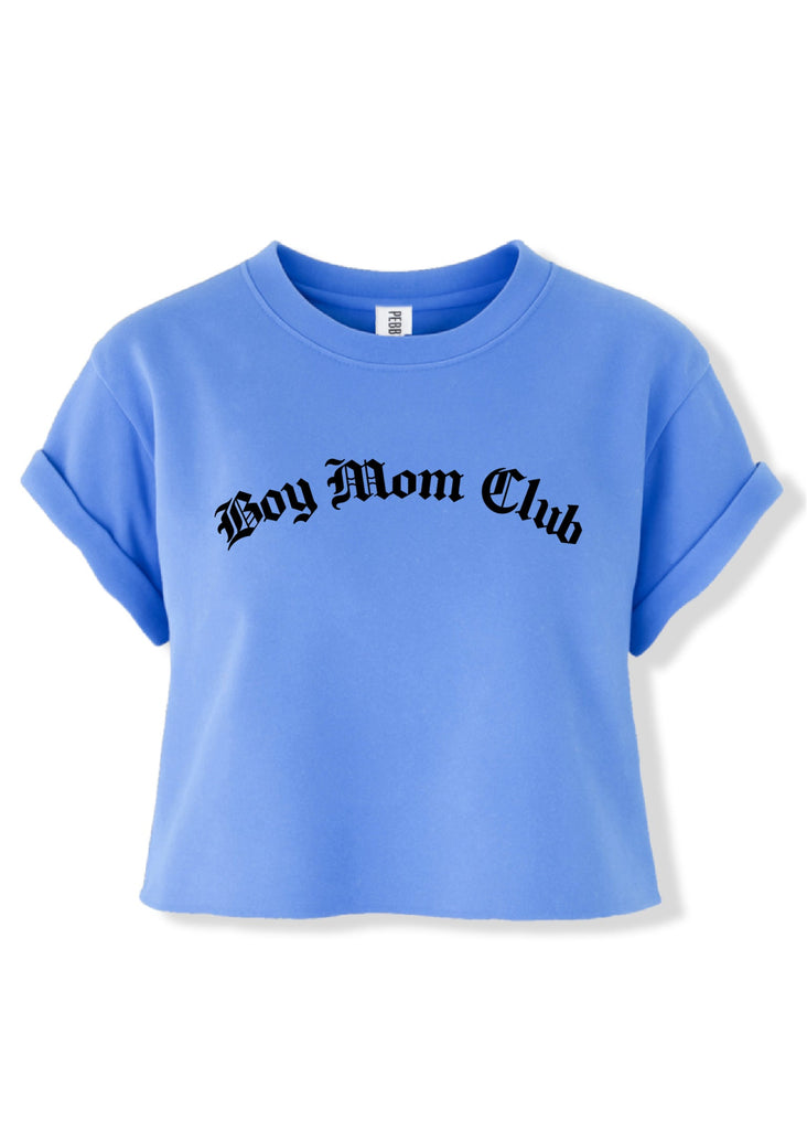 pebby forevee Side Slit Tee CROPPED BOY MOM CLUB GRAPHIC TEE