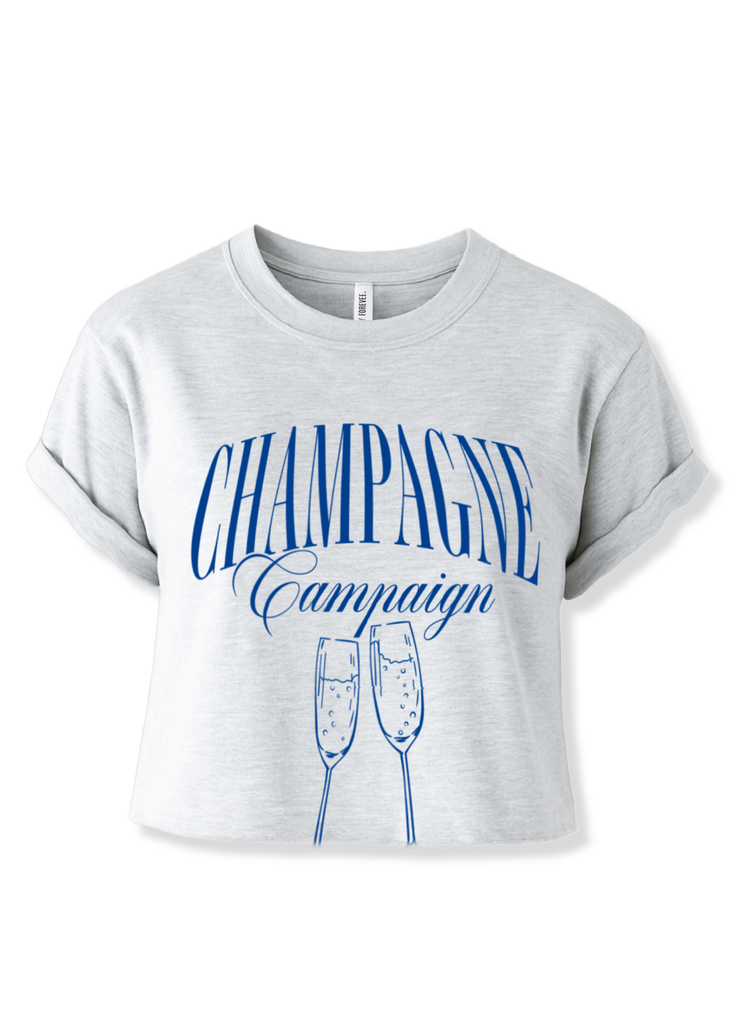 pebby forevee Side Slit Tee CROPPED CHAMPAGNE CAMPAIGN GRAPHIC TEE