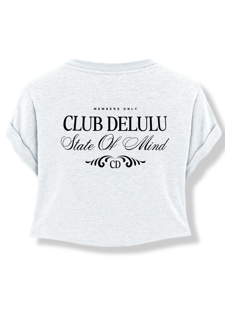 pebby forevee Side Slit Tee CROPPED CLUB (BLACK) DELULU GRAPHIC TEE
